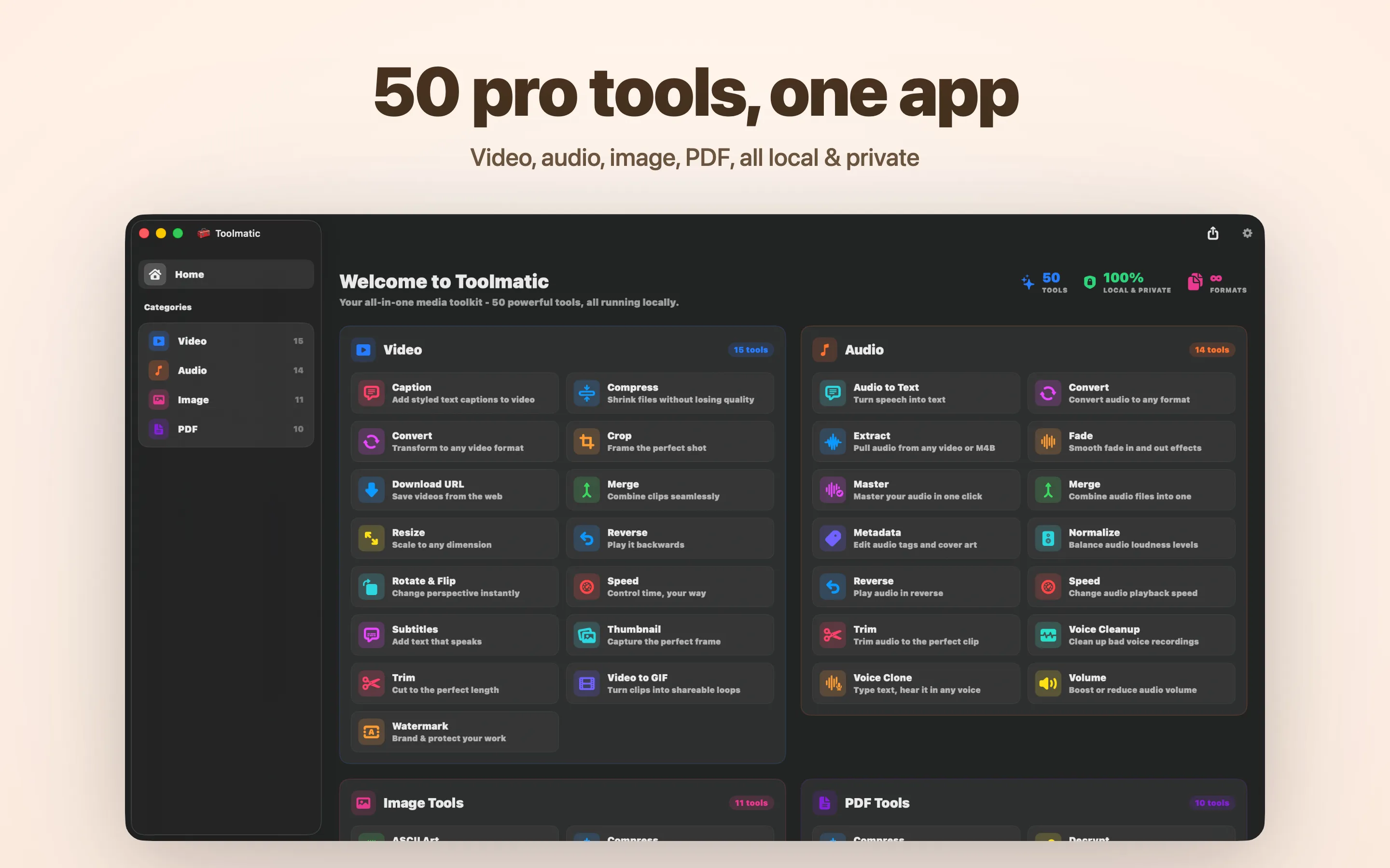 Toolmatic main window with the full tool catalog