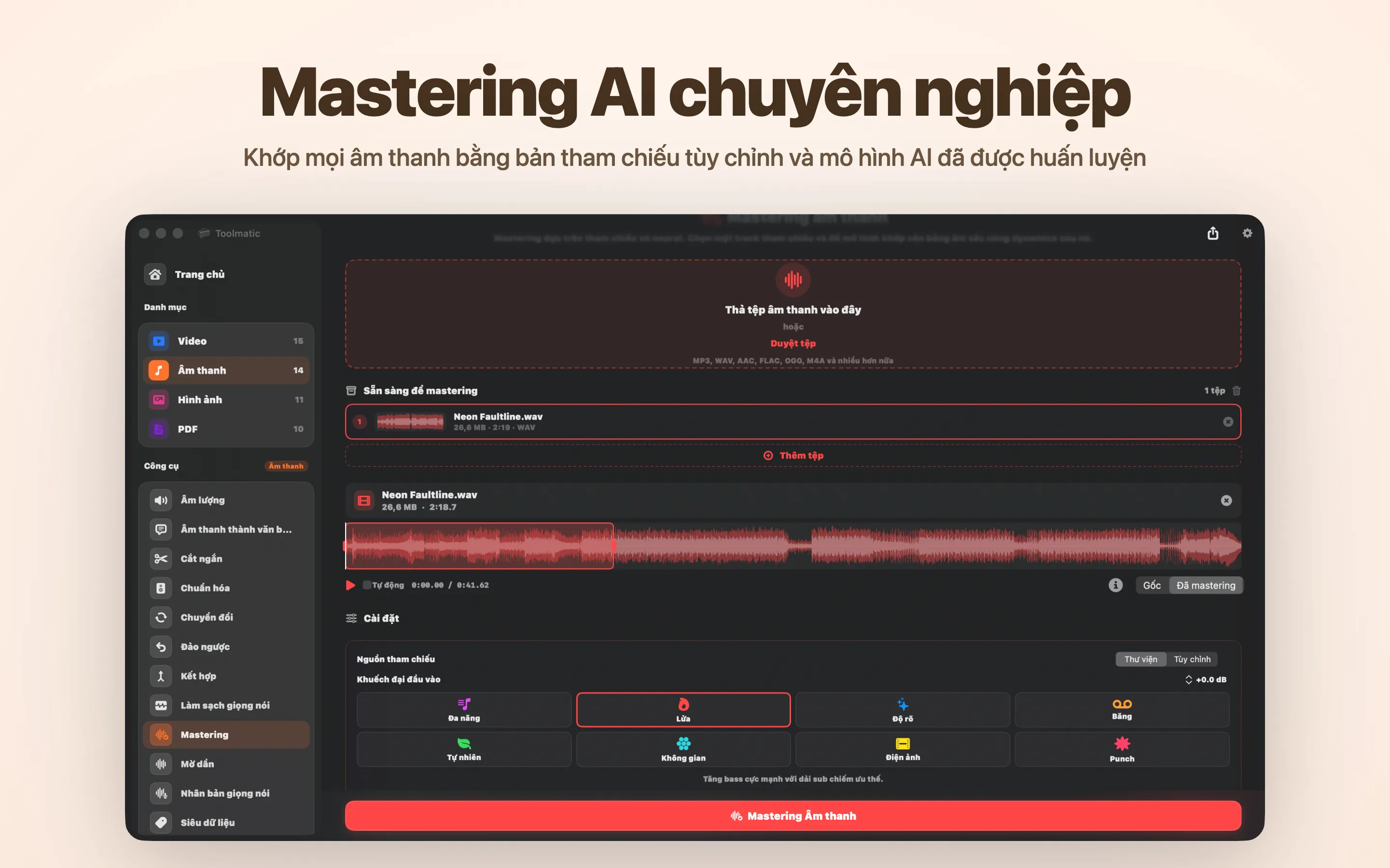 AI Mastering, tám studio presets