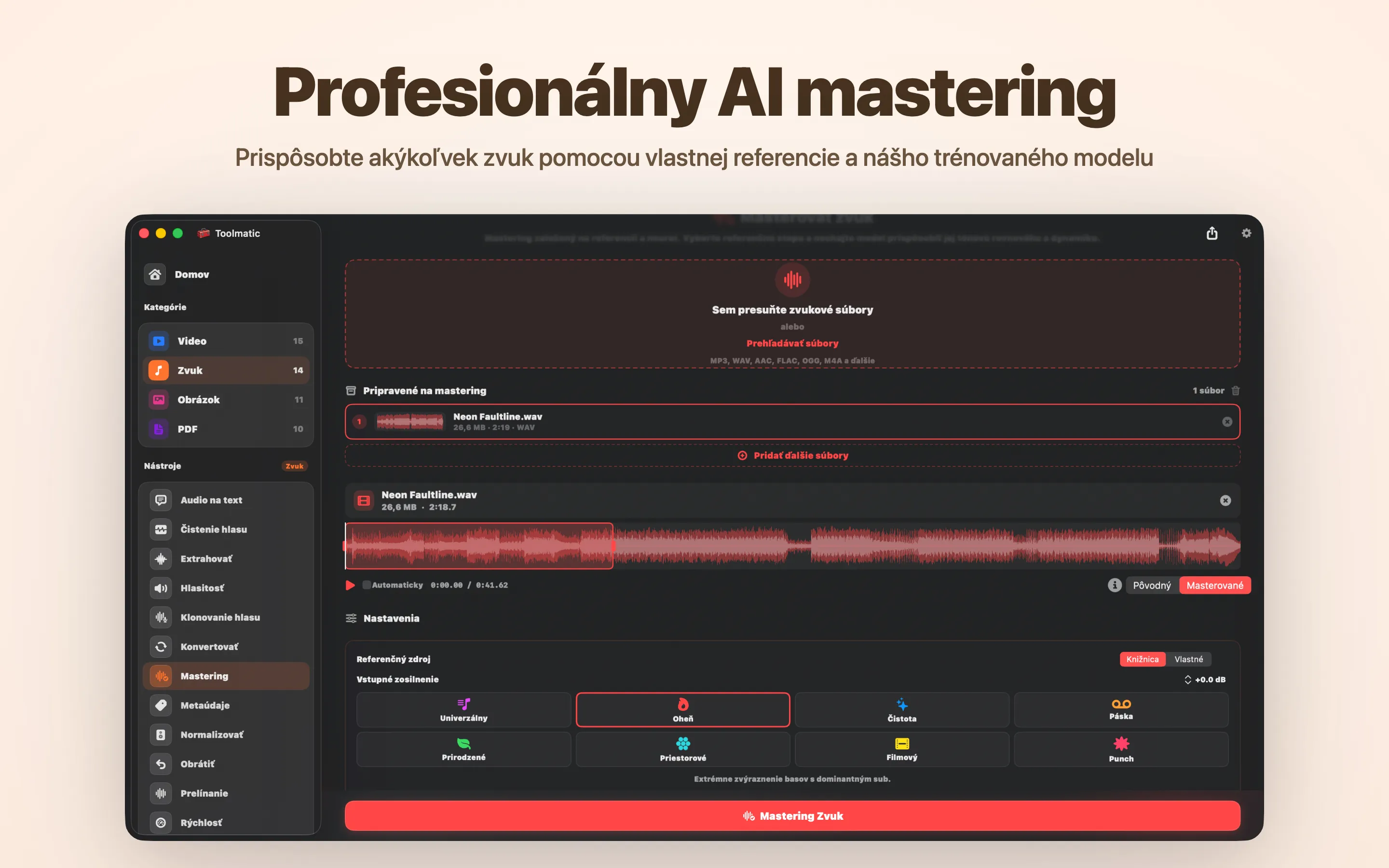 AI Mastering, osem štúdiových presetov