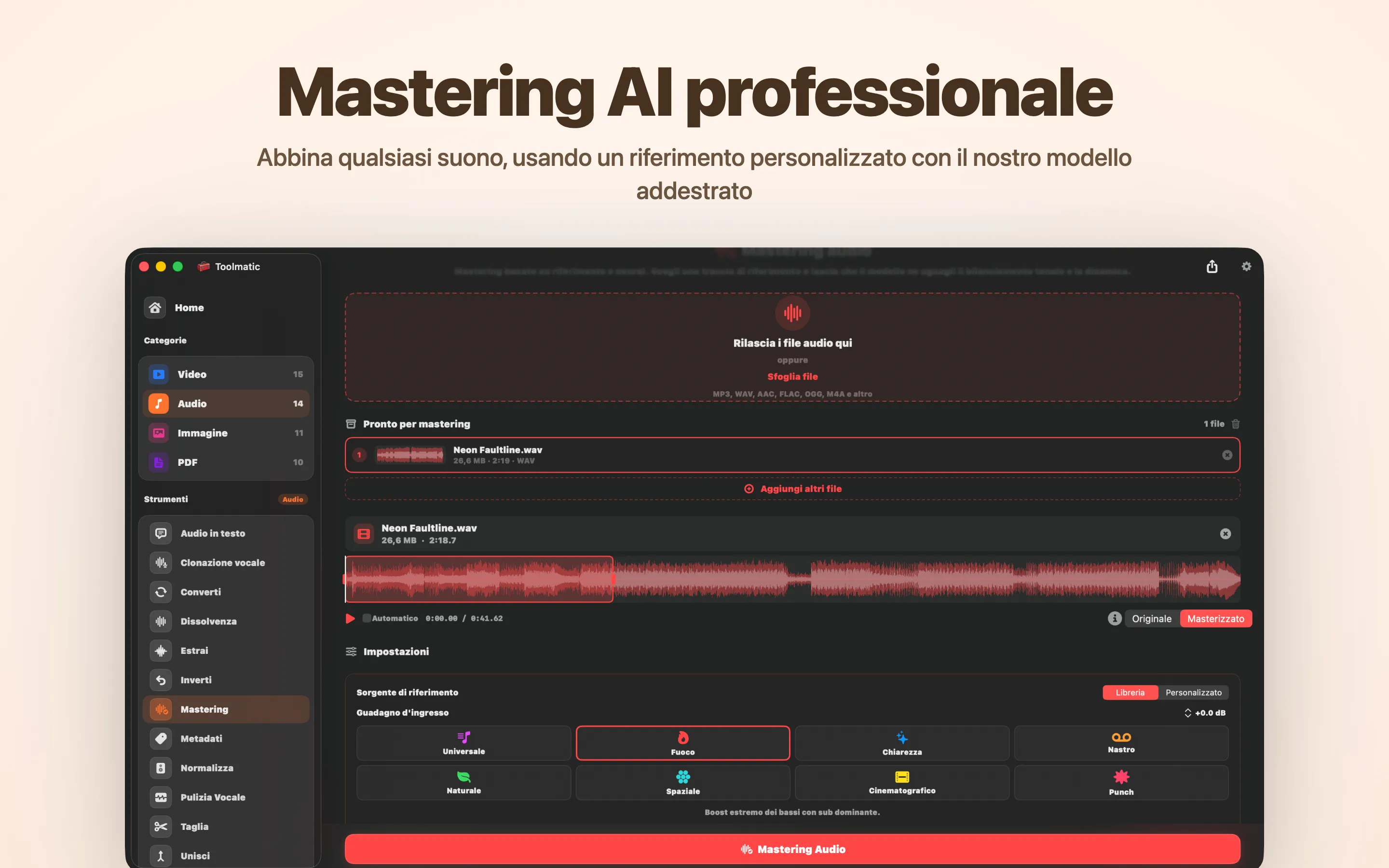 AI Mastering, otto preset studio