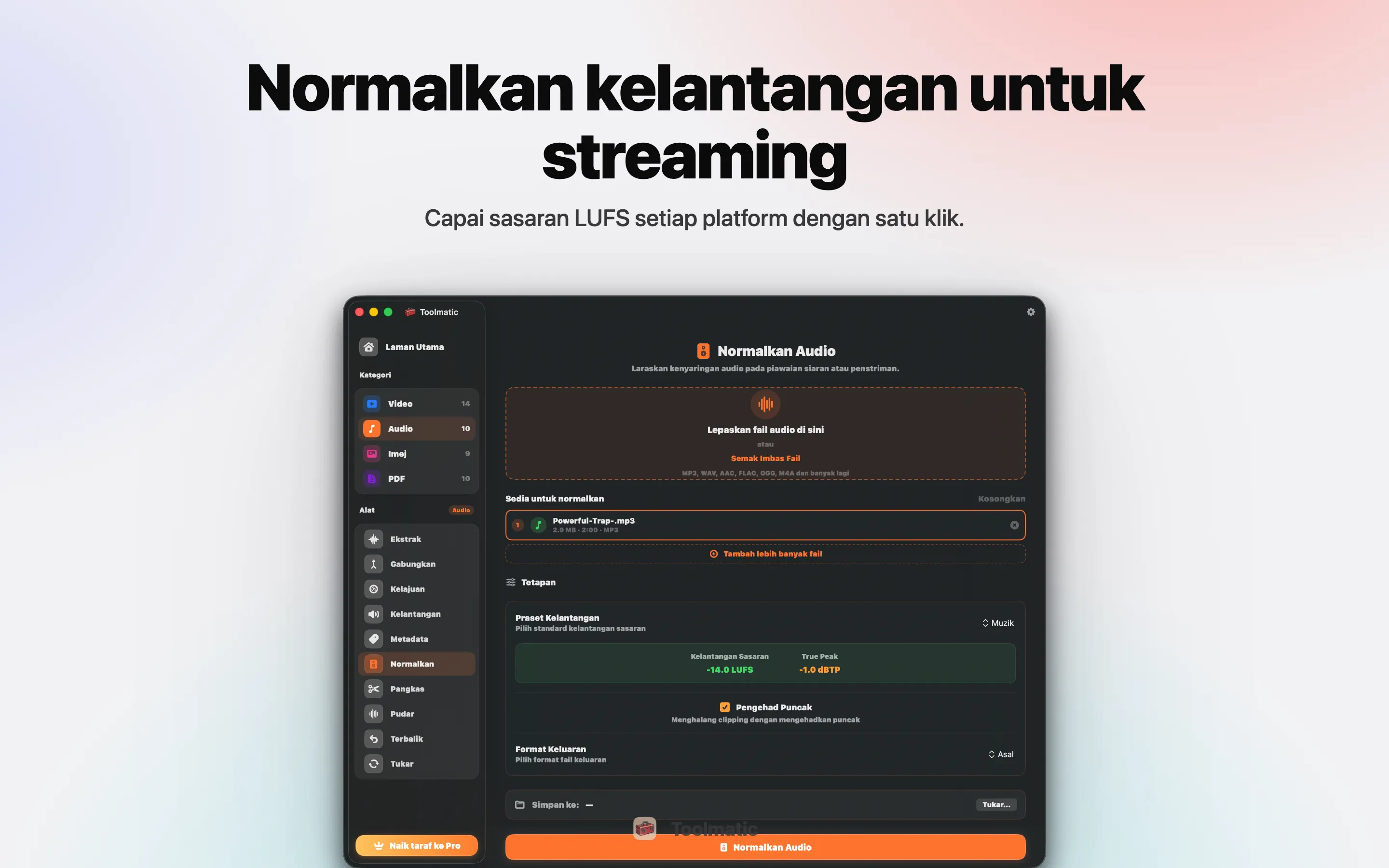 Normalkan audio