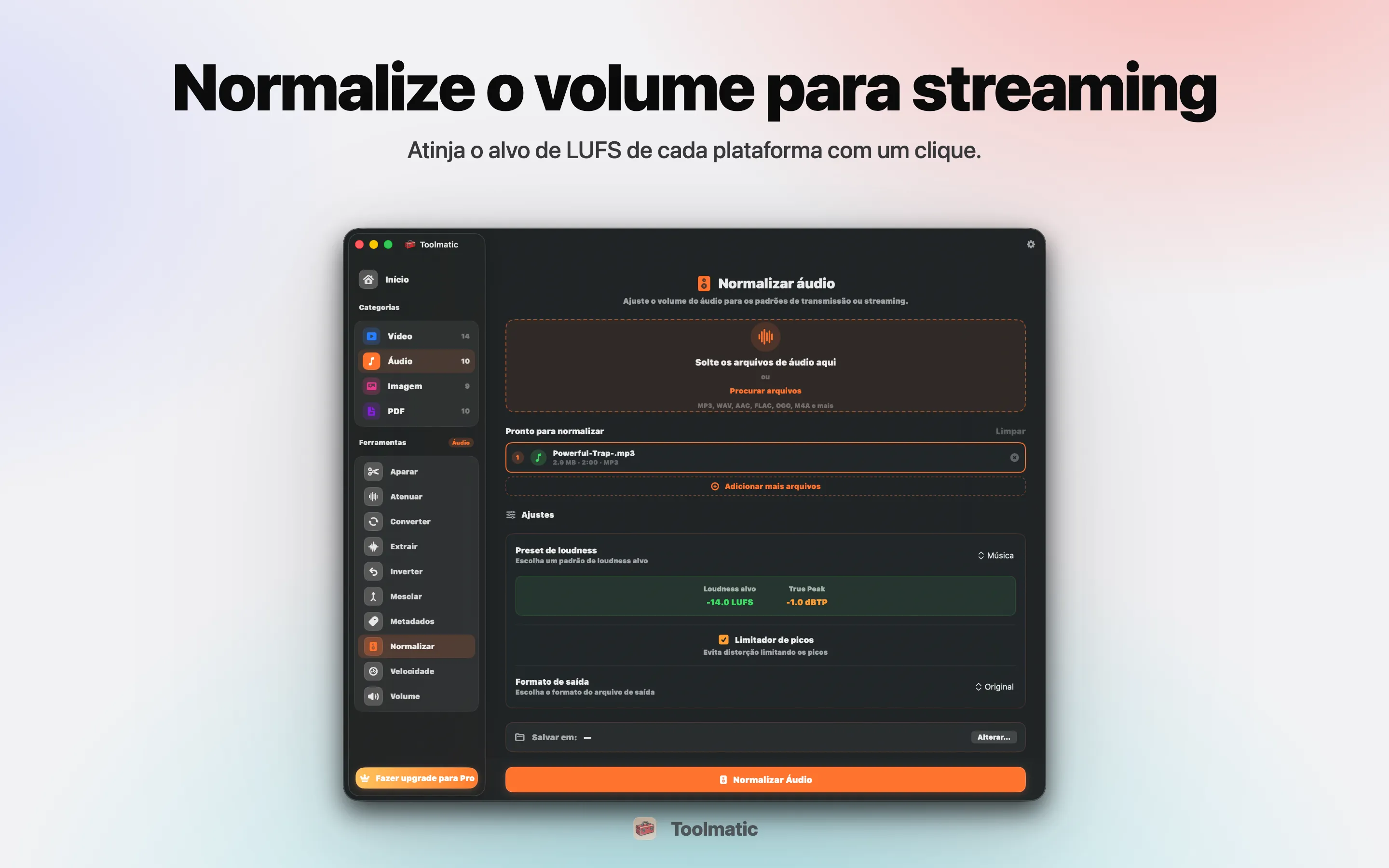 Normalizar áudio