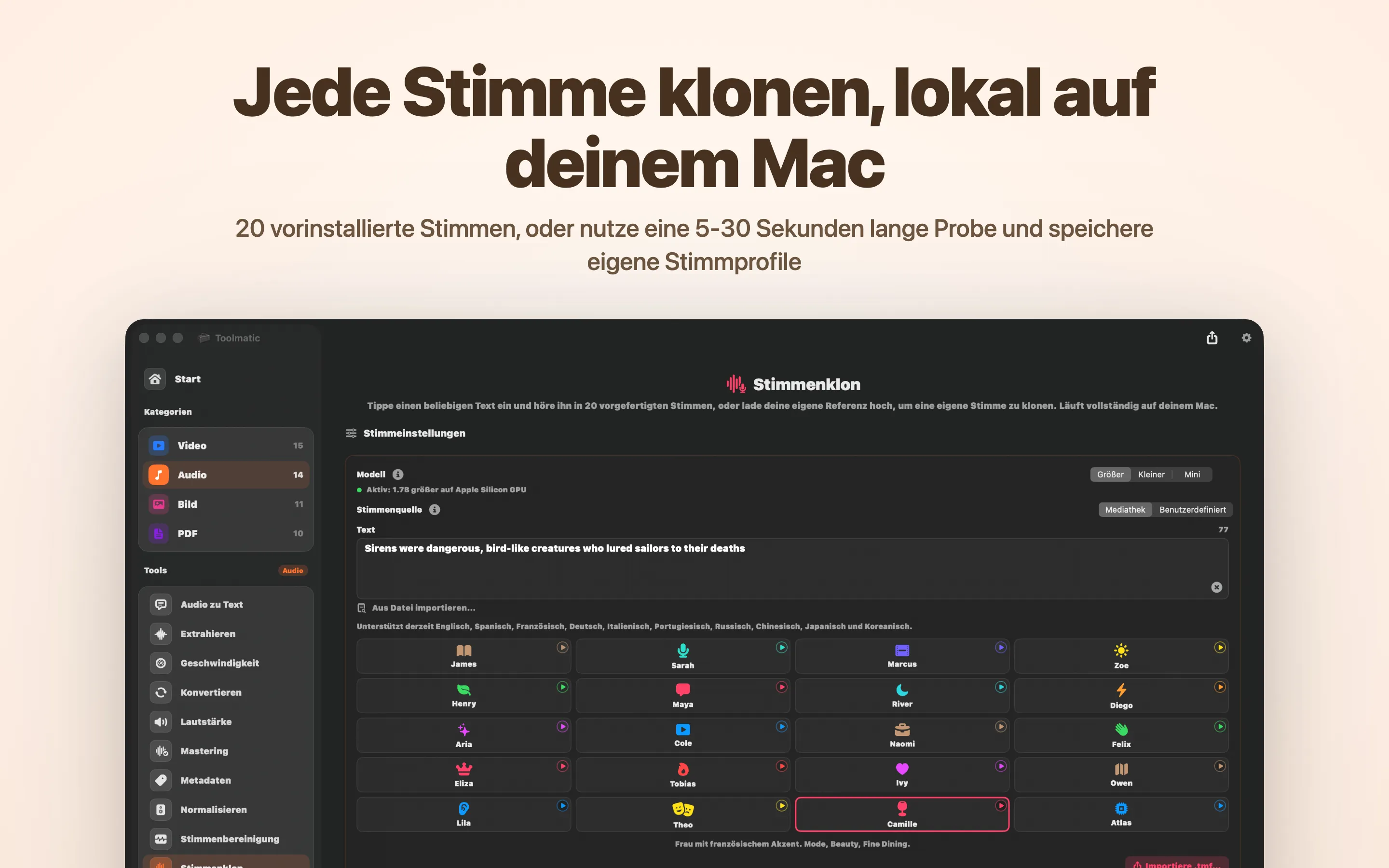 Voice Clone, eigene Stimme aus kurzer Probe
