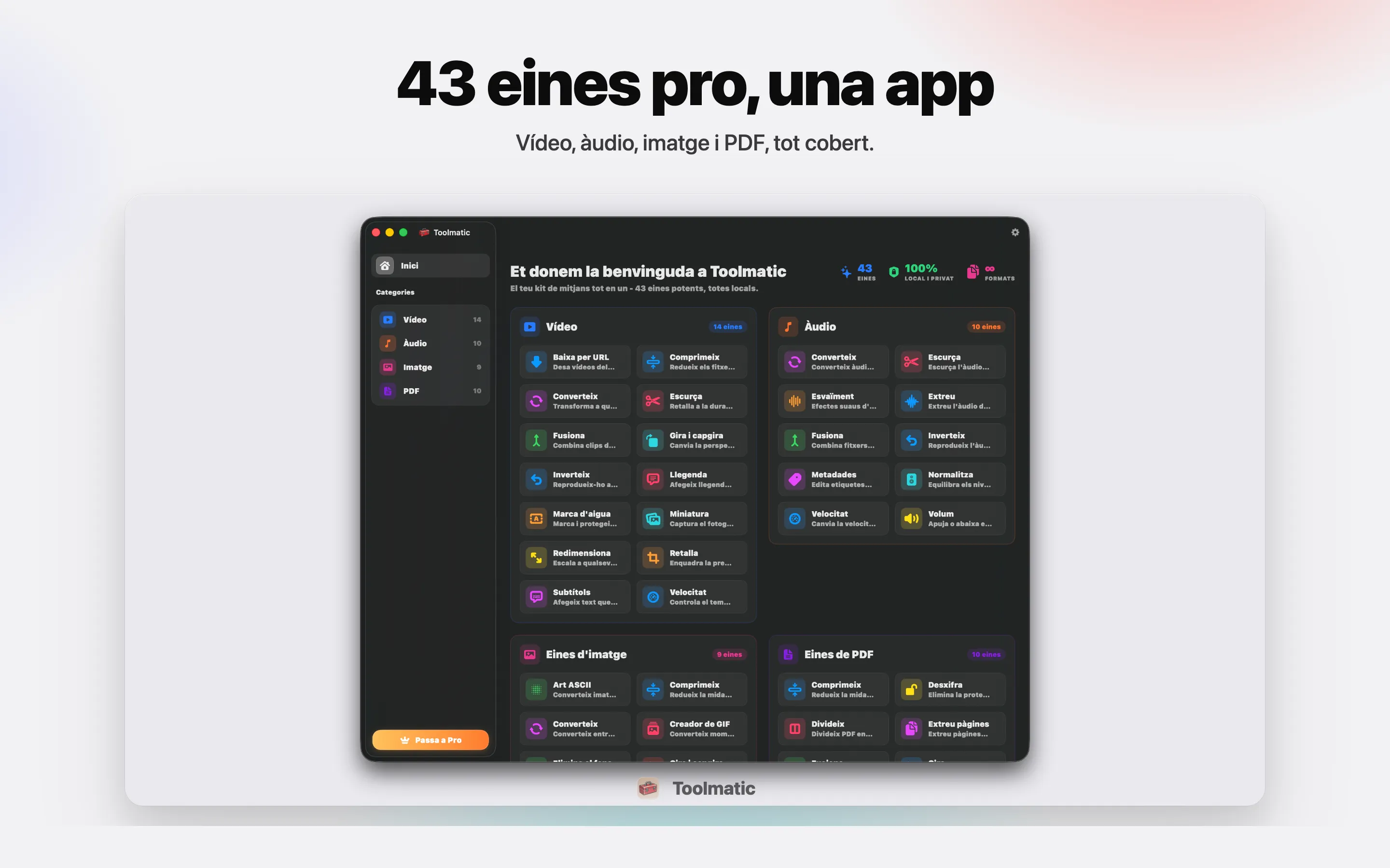 [ IMATGE DE PRODUCTE, finestra principal de Toolmatic a macOS Sonoma, 2560x1440 ]