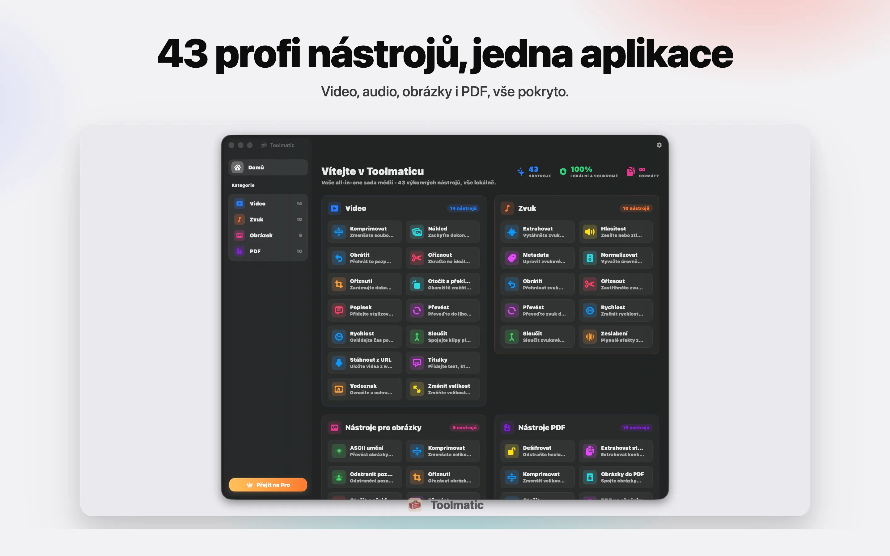 [ PRODUKT, hlavní okno Toolmatic na macOS Sonoma, 2560x1440 ]