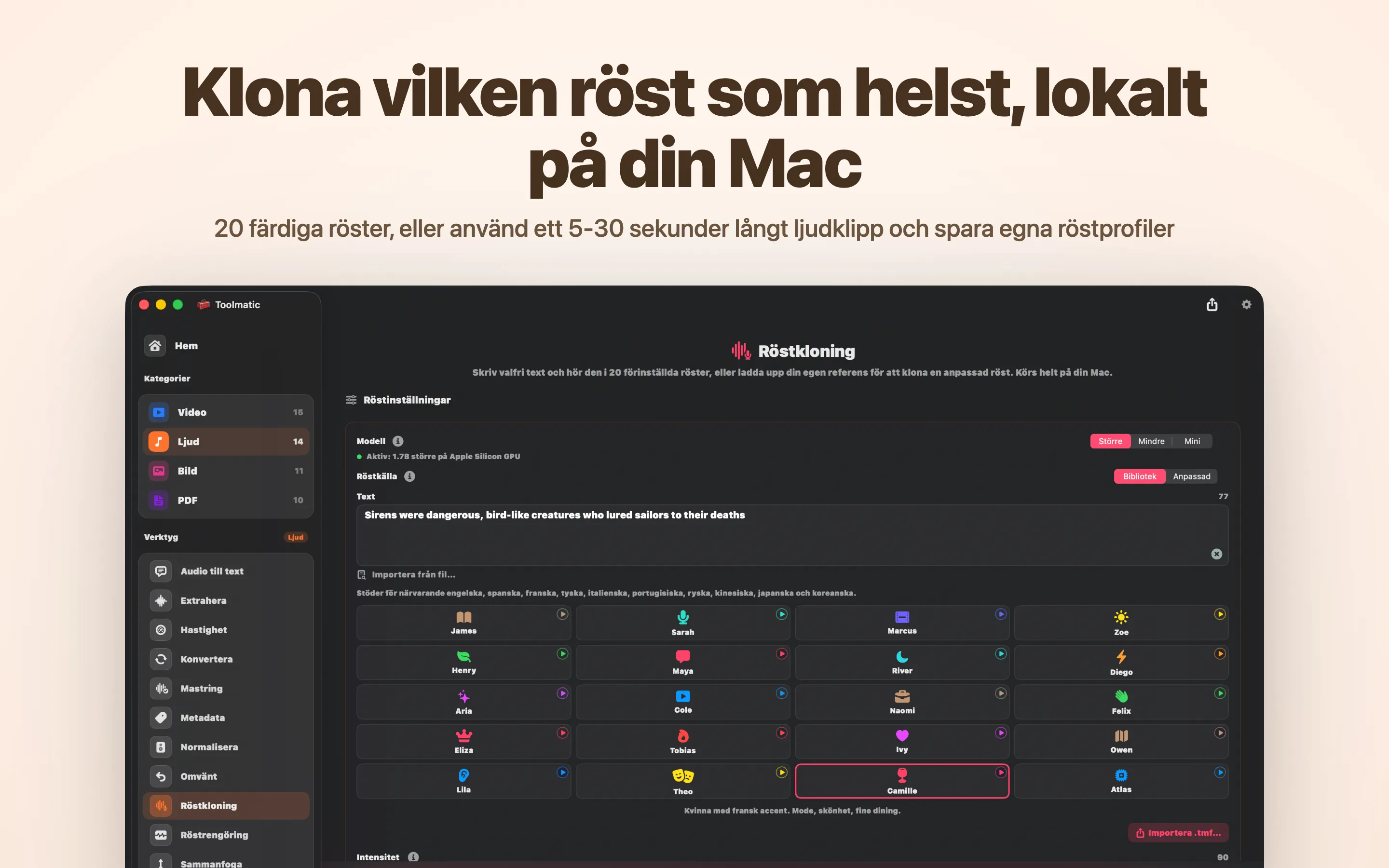 Voice Clone, egen röst från ett kort prov