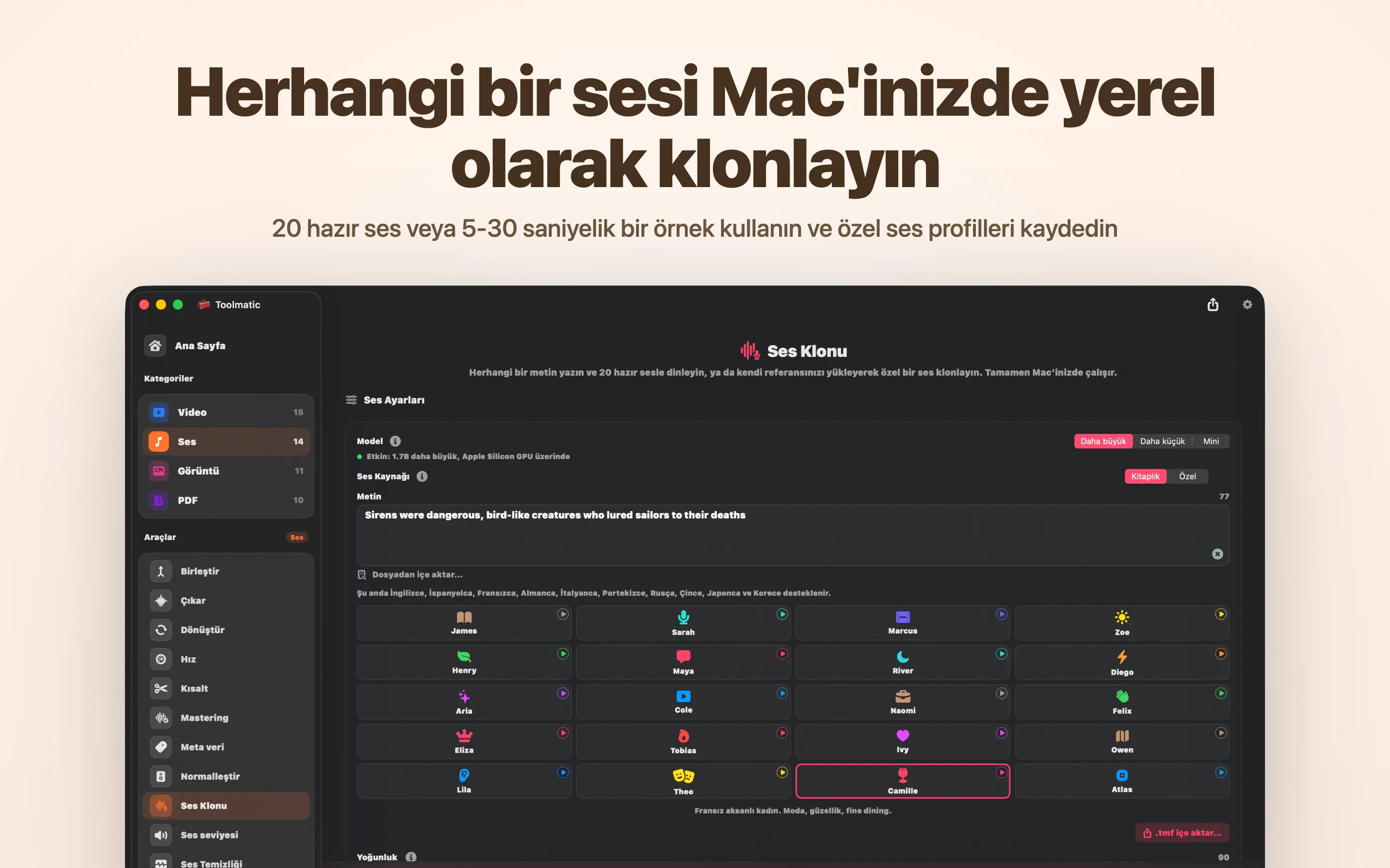 Voice Clone, kısa örnekten özel ses