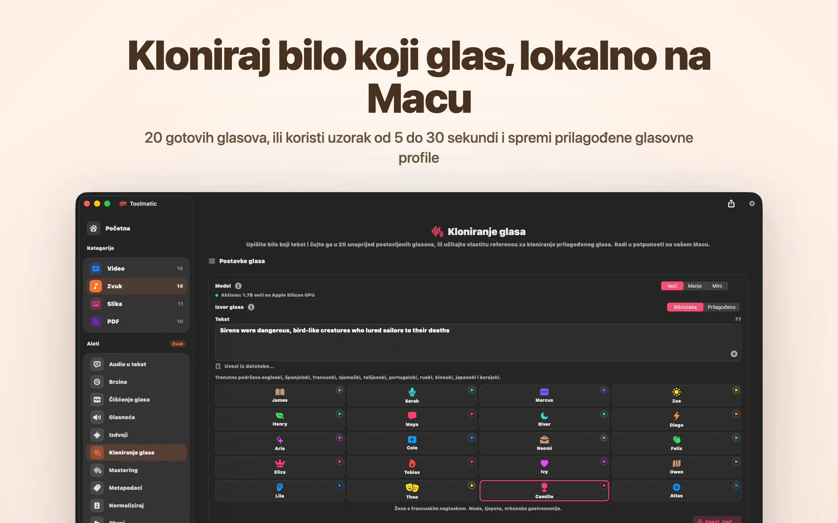 Voice Clone, prilagođeni glas iz kratkog uzorka