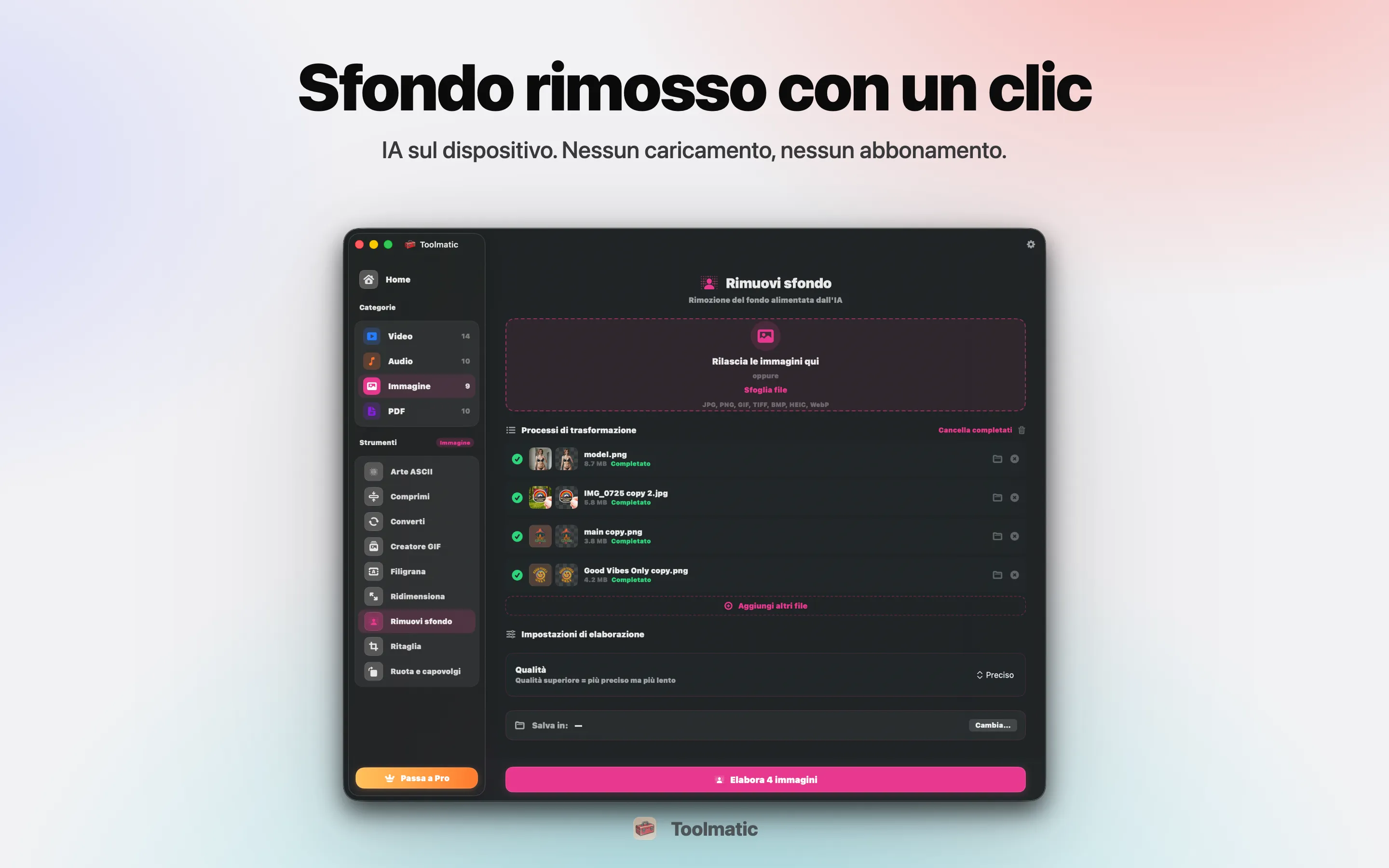 Rimozione sfondo