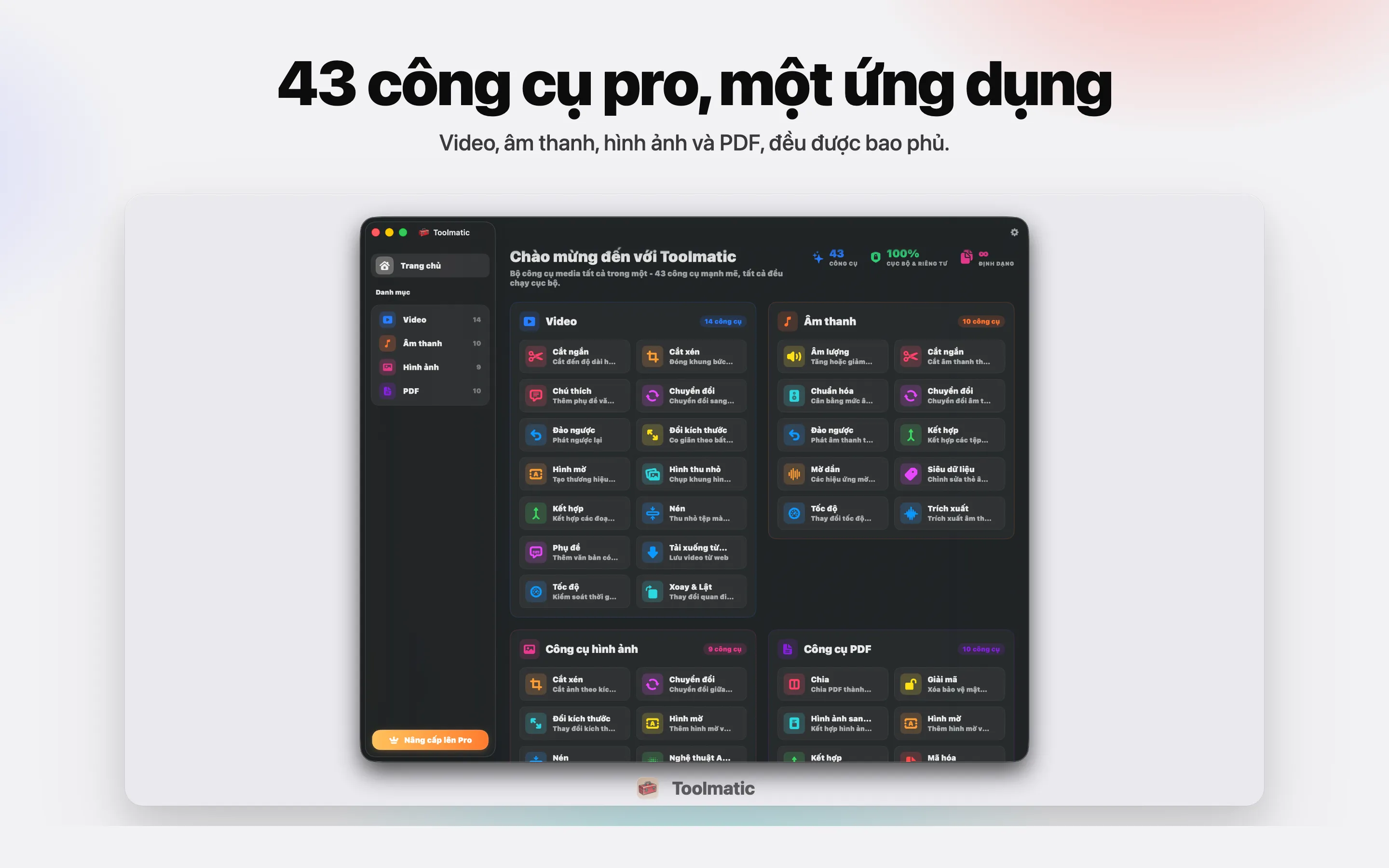 [ ẢNH SẢN PHẨM, cửa sổ chính Toolmatic trên macOS Sonoma, 2560x1440 ]