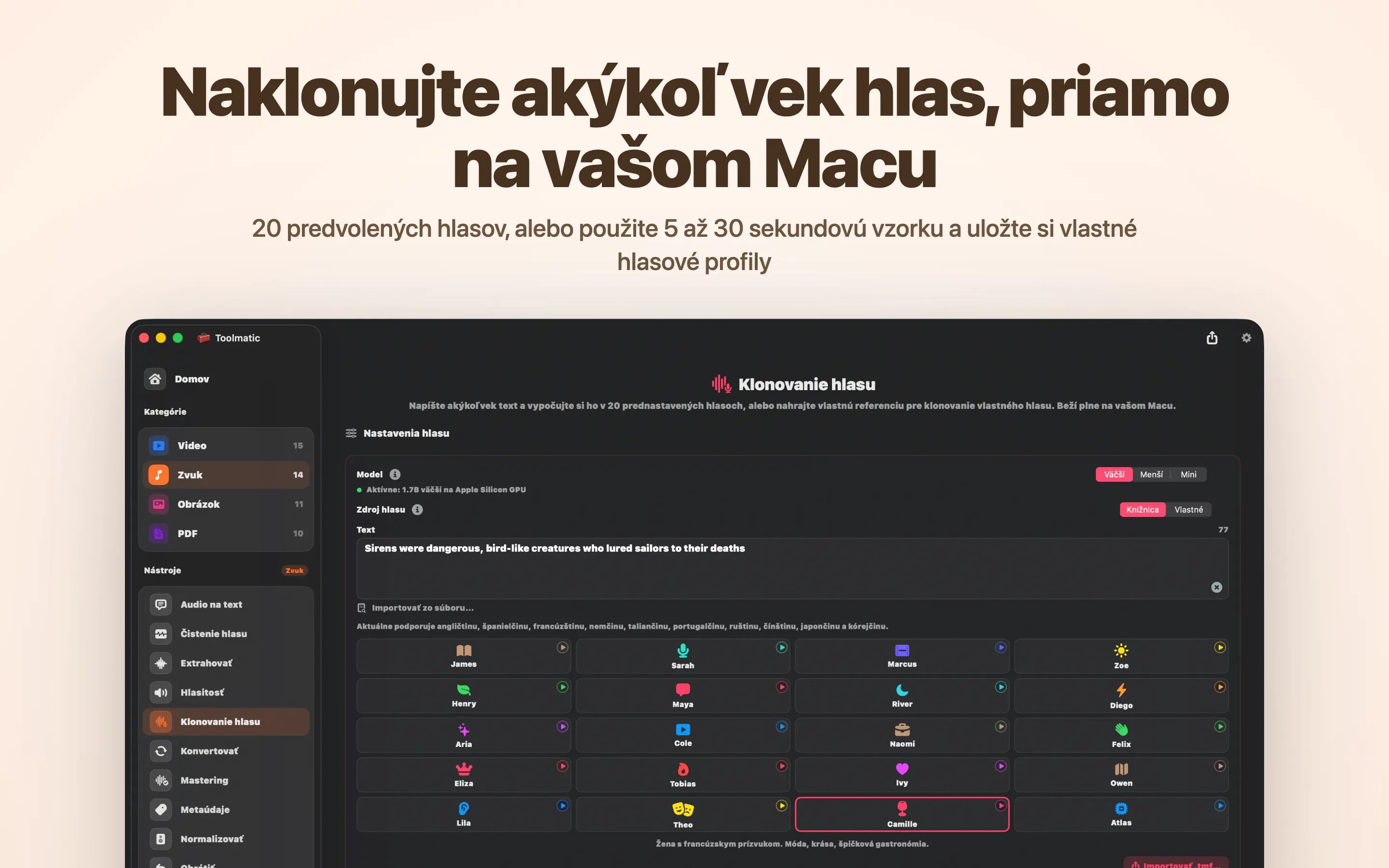 Voice Clone, vlastný hlas z krátkej ukážky