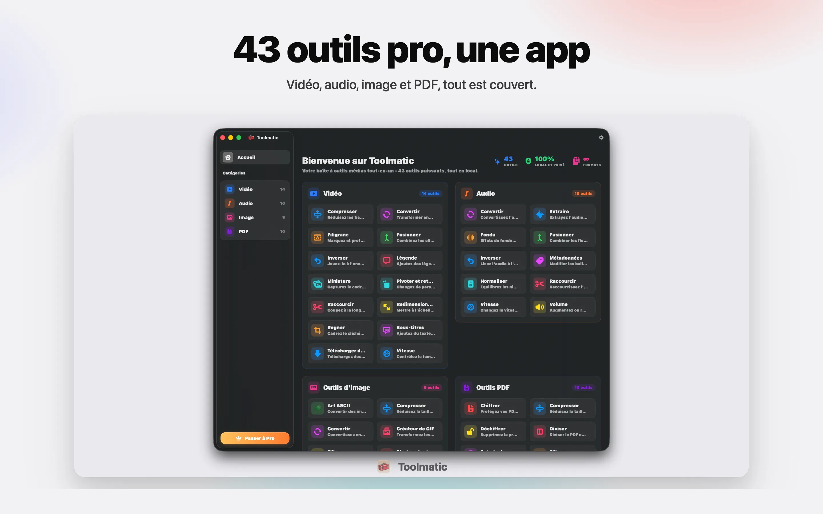 [ CAPTURE PRODUIT, fenêtre principale de Toolmatic sur macOS Sonoma, 2560x1440 ]