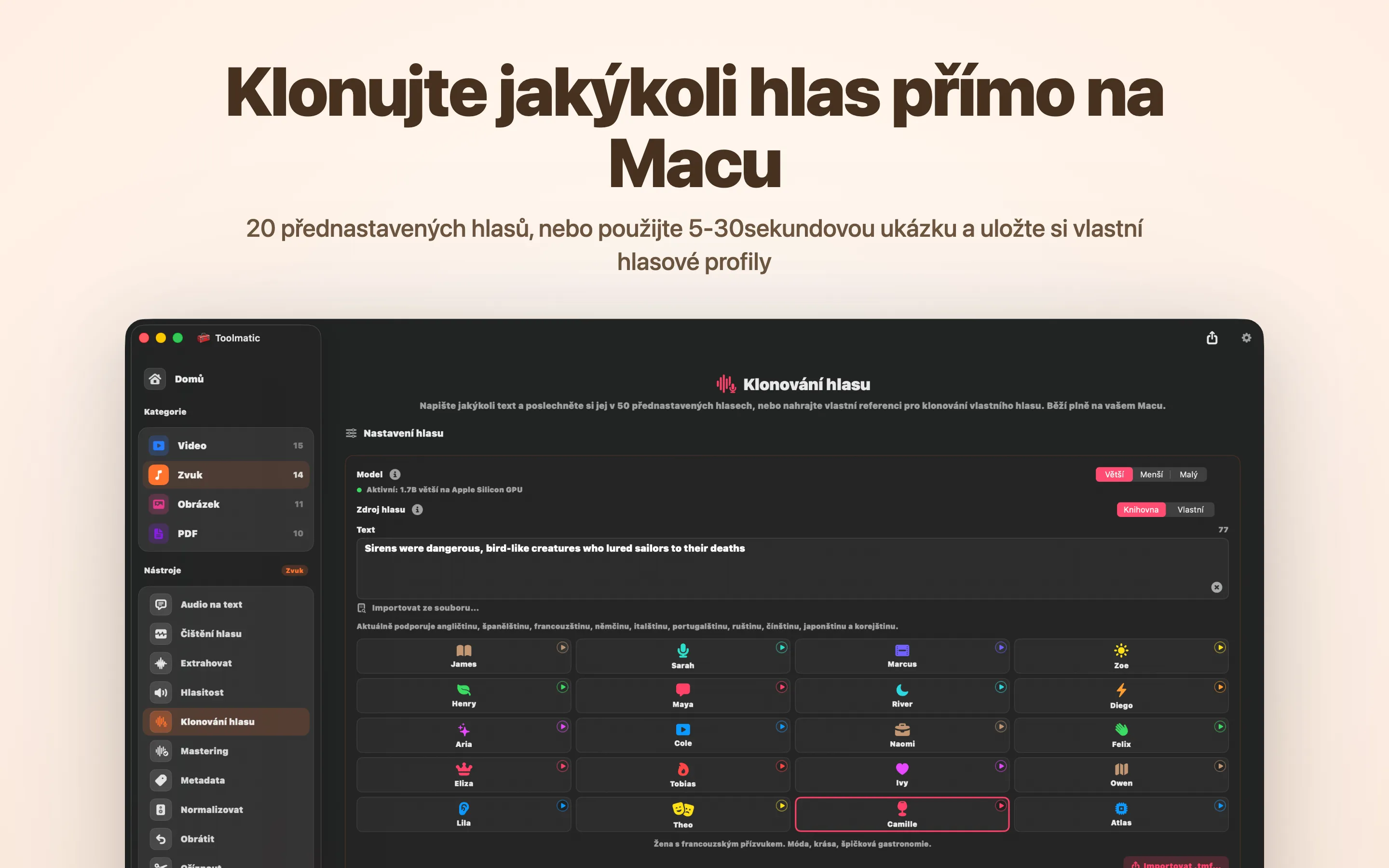 Voice Clone, vlastní hlas z krátké ukázky