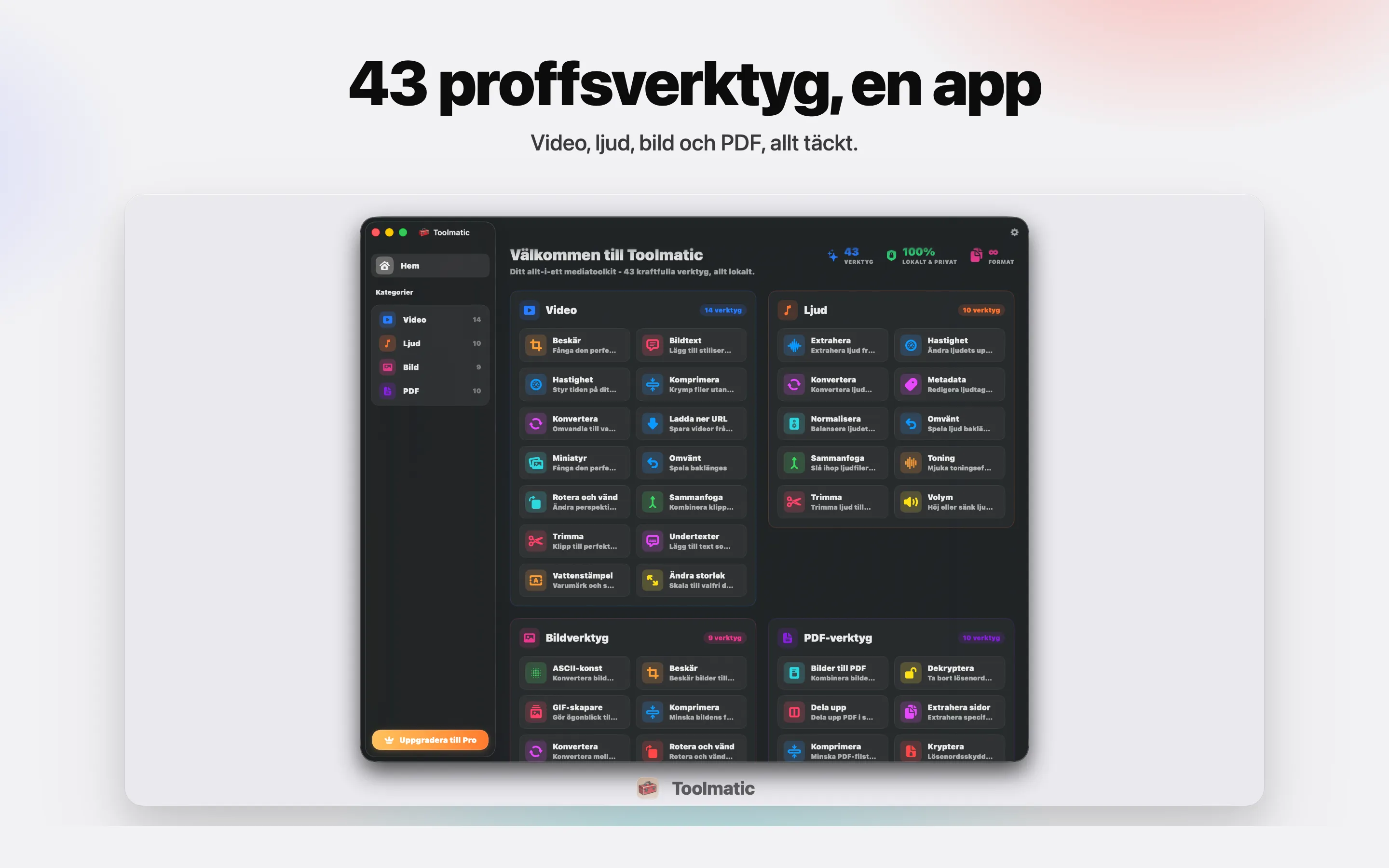 [ PRODUKTBILD, Toolmatic huvudfönster på macOS Sonoma, 2560x1440 ]