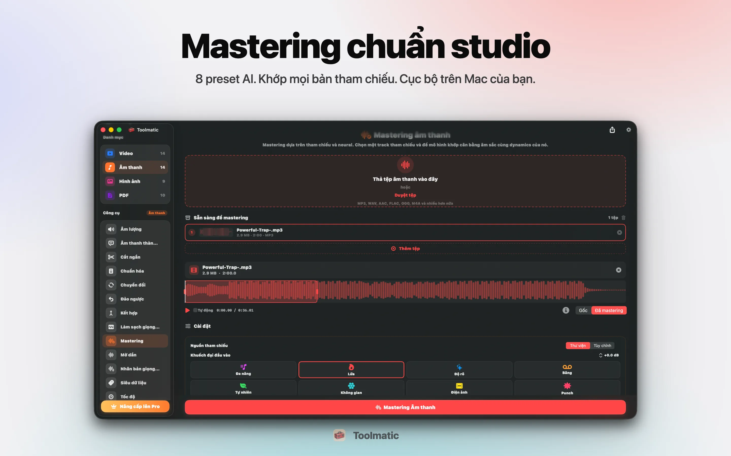 AI Mastering, tám studio presets