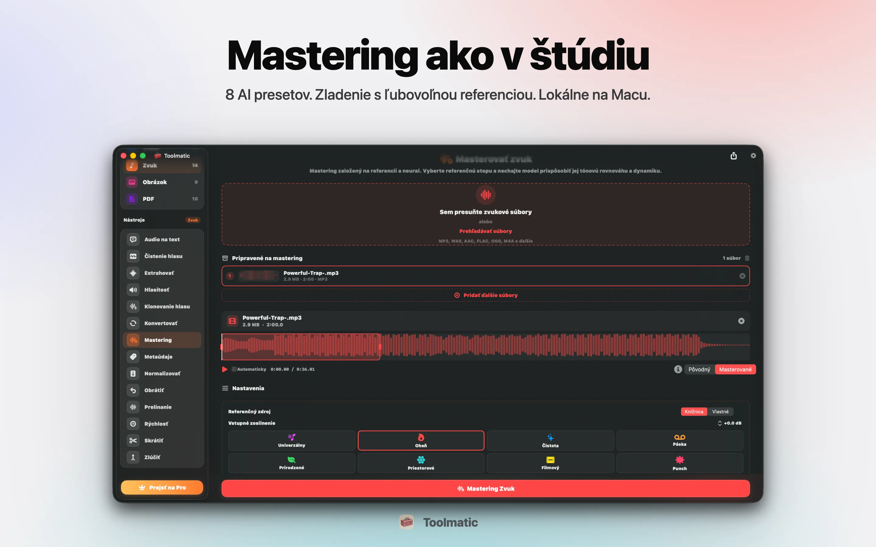 AI Mastering, osem štúdiových presetov