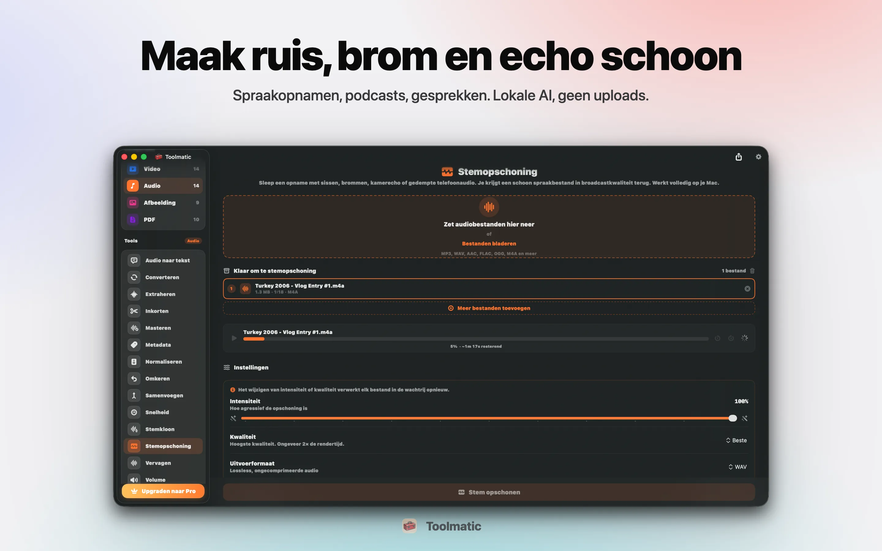 Voice Cleanup, ruis, brom, echo en clipping weg