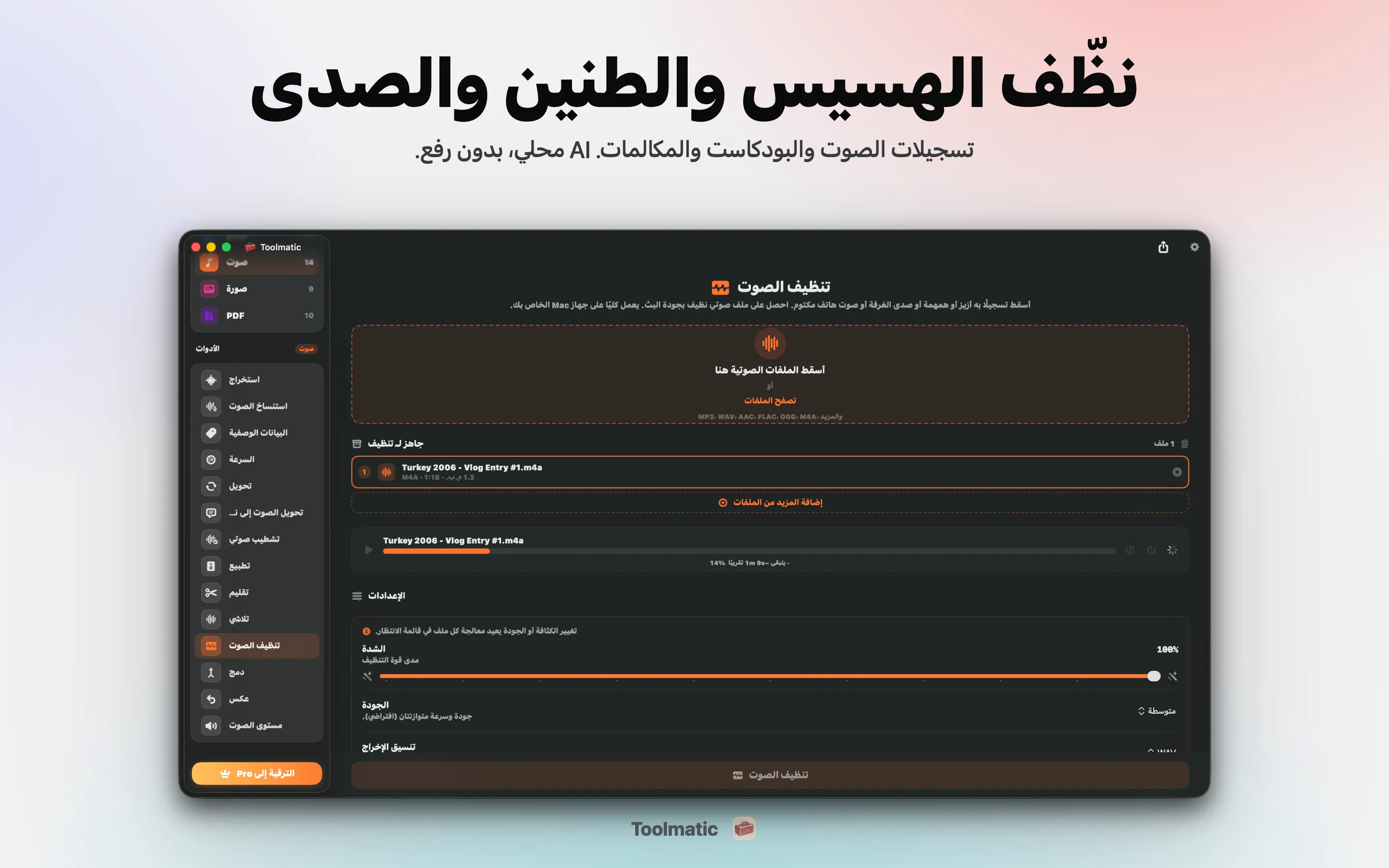 Voice Cleanup، الهسيس والطنين والصدى والقطع، اختفت
